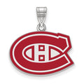 Sterling Silver Rhodium-plated NHL LogoArt Montreal Canadiens Medium Enameled Pendant