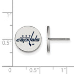 Sterling Silver Rhodium-plated NHL LogoArt Washington Capitals Small Enameled Disc Post Earrings