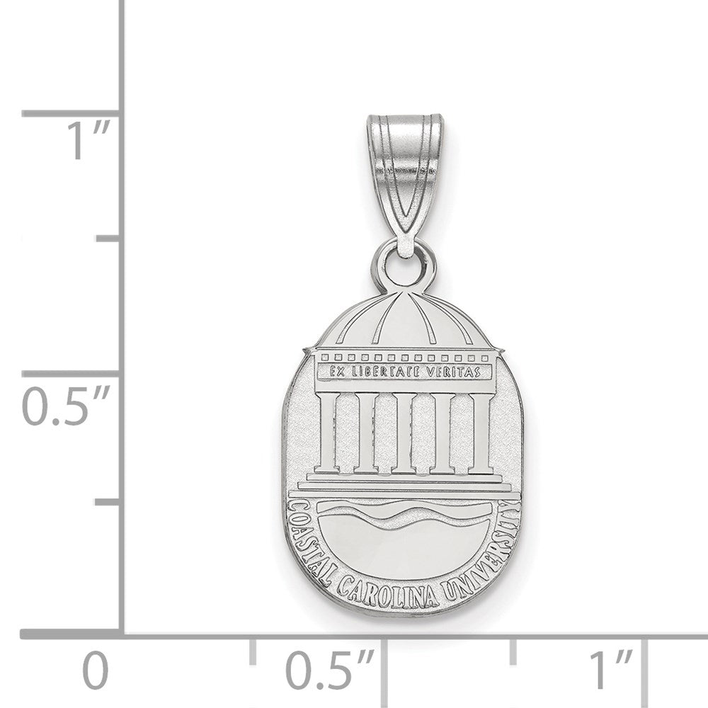 Sterling Silver Rhodium-plated LogoArt Coastal Carolina University Medium Crest Pendant