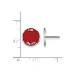 Sterling Silver Rhodium-plated LogoArt Chi Omega Sorority Text Color Enamel Post Earrings