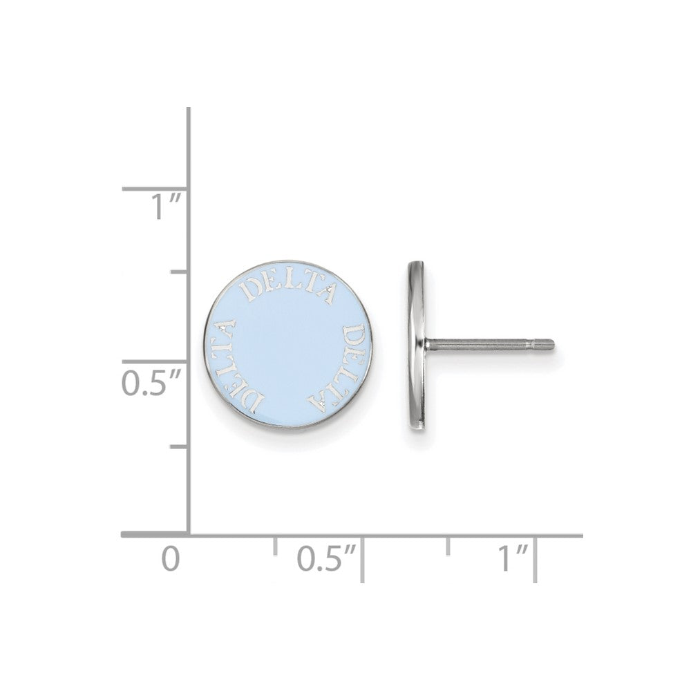 Sterling Silver Rhodium-plated LogoArt Delta Delta Delta Sorority Text Color Enamel Post Earrings