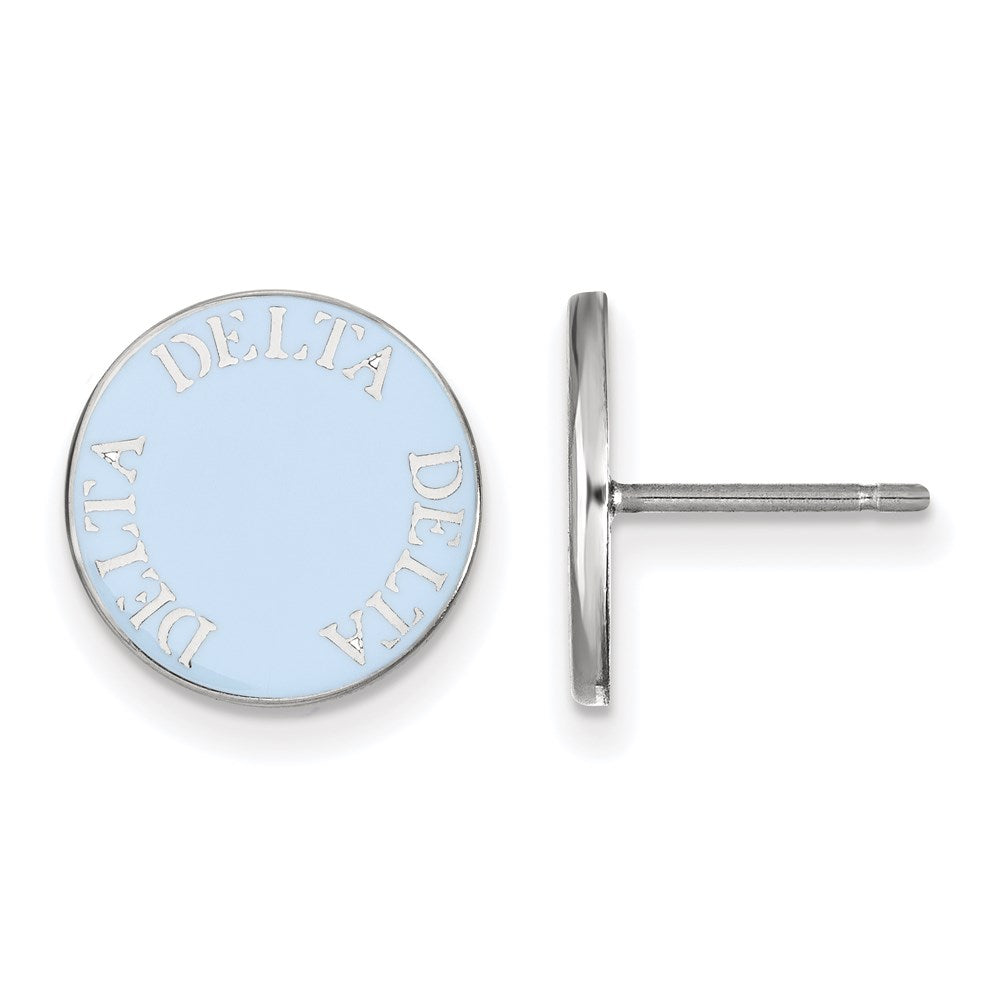 Sterling Silver Rhodium-plated LogoArt Delta Delta Delta Sorority Text Color Enamel Post Earrings