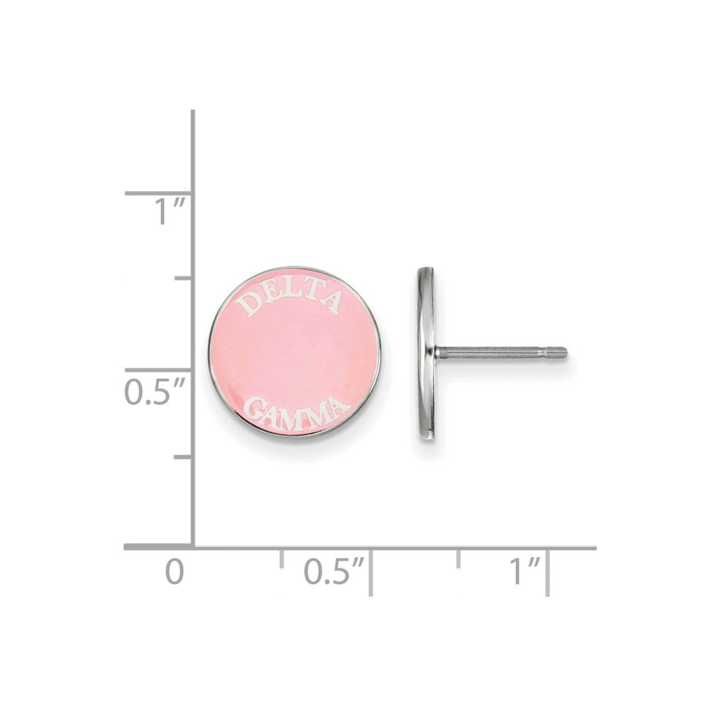 Sterling Silver Rhodium-plated LogoArt Delta Gamma Sorority Text Color Enamel Post Earrings