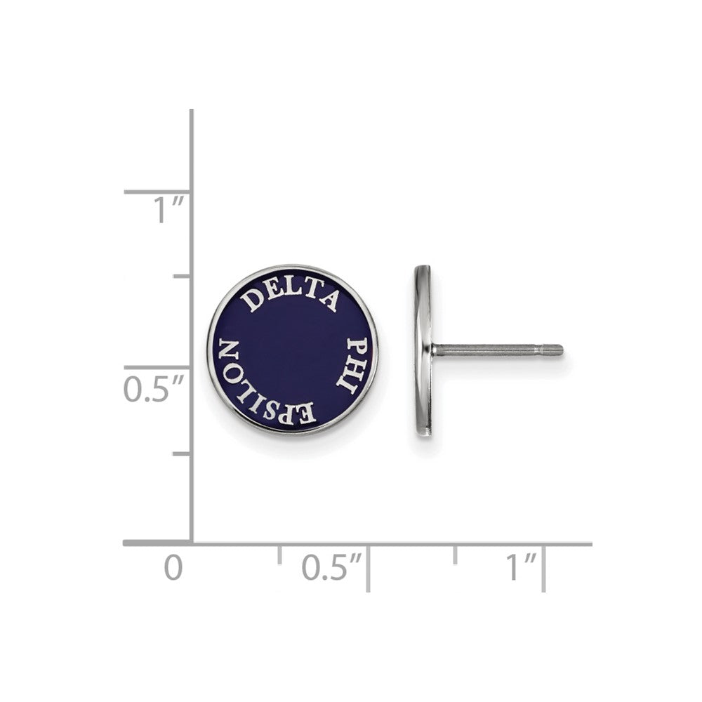 Sterling Silver Rhodium-plated LogoArt Delta Phi Epsilon Sorority Text Color Enamel Post Earrings