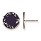 Sterling Silver Rhodium-plated LogoArt Delta Phi Epsilon Sorority Text Color Enamel Post Earrings