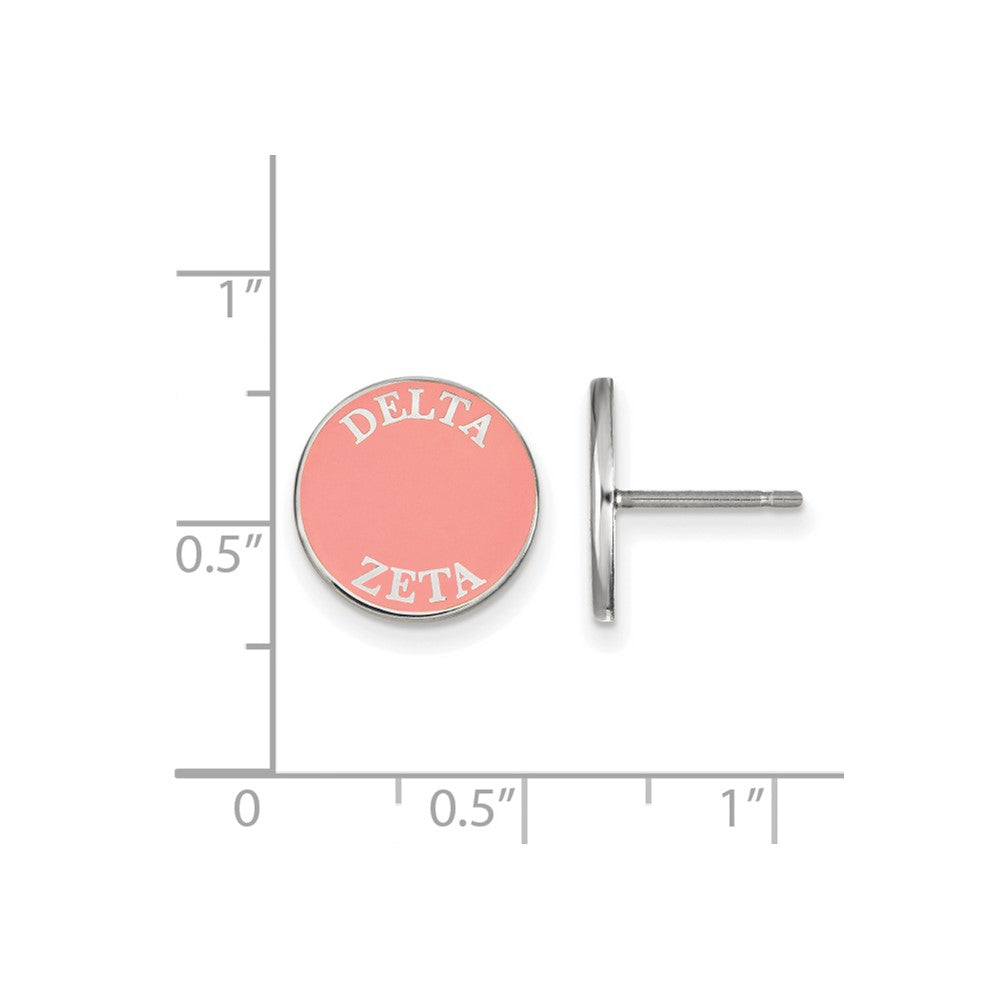 Sterling Silver Rhodium-plated LogoArt Delta Zeta Sorority Text Color Enamel Post Earrings