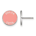 Sterling Silver Rhodium-plated LogoArt Delta Zeta Sorority Text Color Enamel Post Earrings
