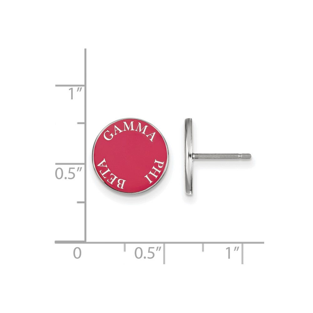 Sterling Silver Rhodium-plated LogoArt Gamma Phi Beta Sorority Text Color Enamel Post Earrings