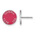 Sterling Silver Rhodium-plated LogoArt Gamma Phi Beta Sorority Text Color Enamel Post Earrings