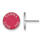 Sterling Silver Rhodium-plated LogoArt Gamma Phi Beta Sorority Text Color Enamel Post Earrings