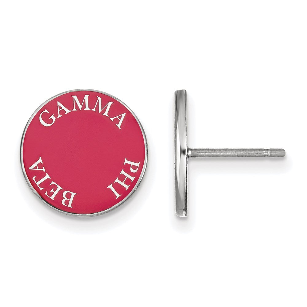 Sterling Silver Rhodium-plated LogoArt Gamma Phi Beta Sorority Text Color Enamel Post Earrings