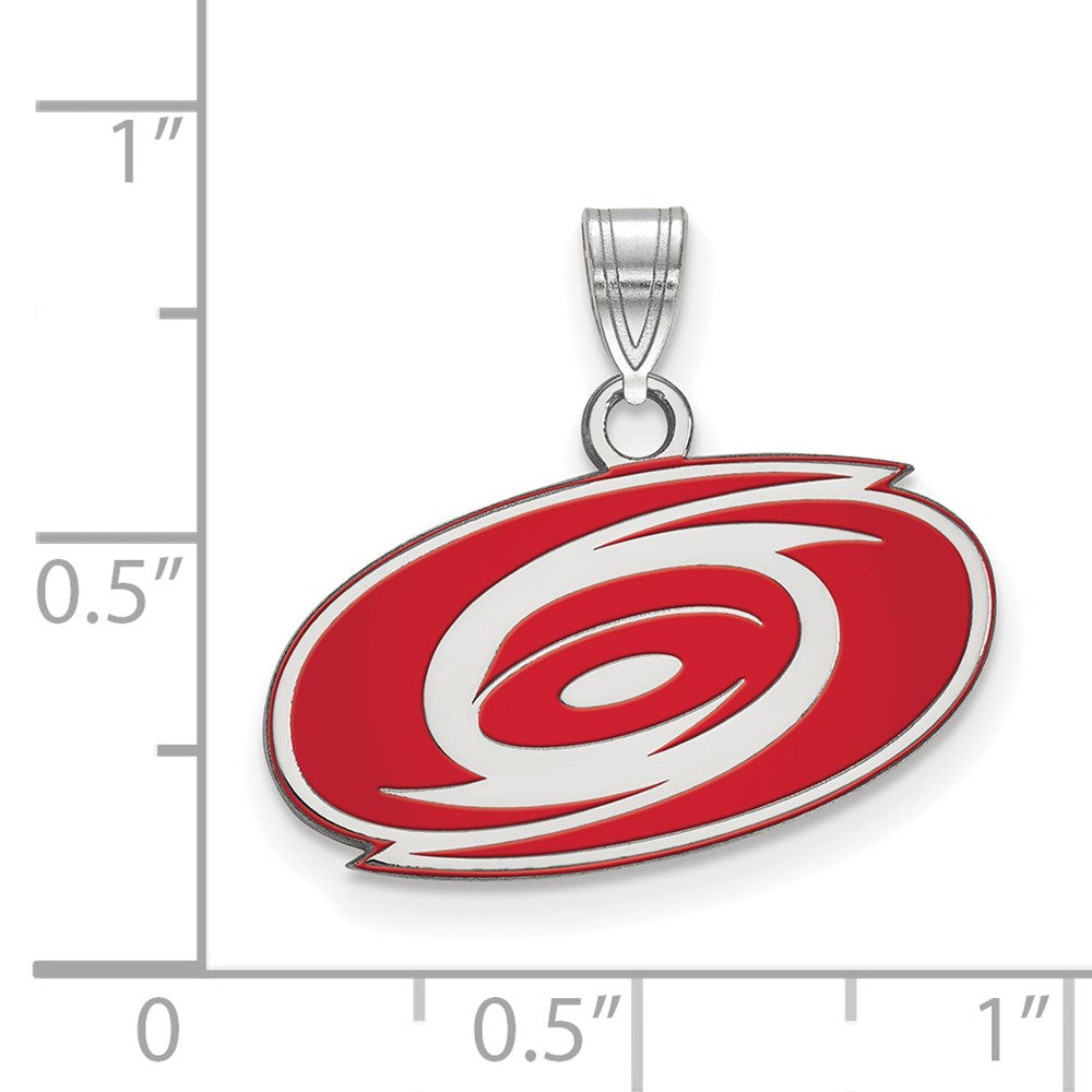 Sterling Silver Rhodium-plated NHL LogoArt Carolina Hurricanes Small Enameled Pendant