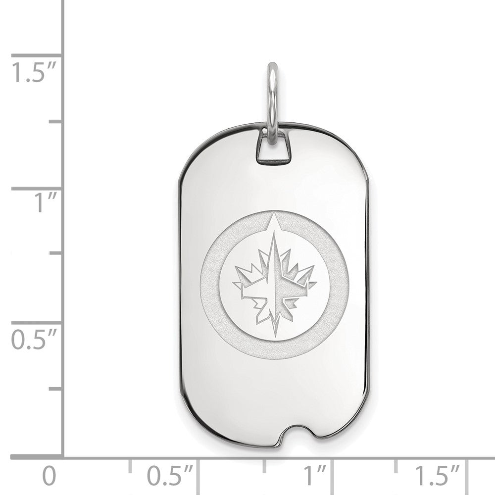 Sterling Silver Rhodium-plated NHL LogoArt Winnipeg Jets Small Dog Tag Pendant