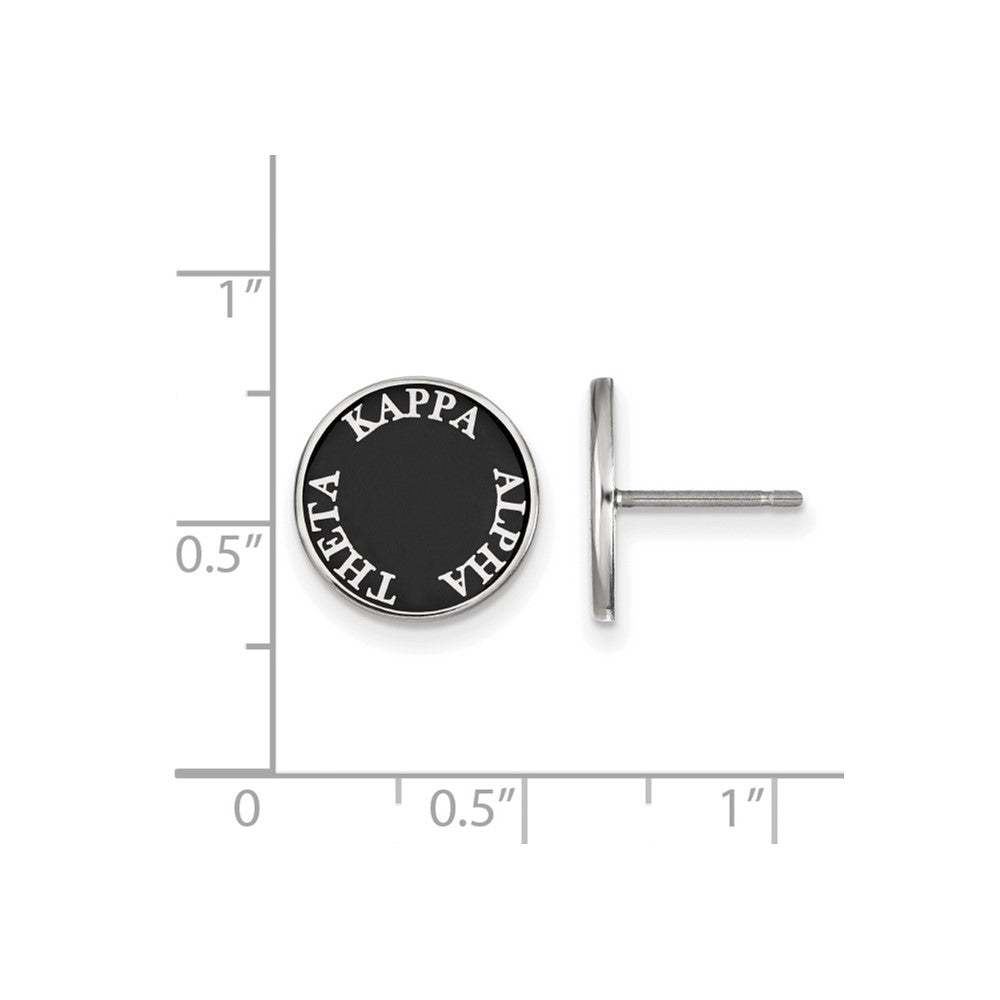 Sterling Silver Rhodium-plated LogoArt Kappa Alpha Theta Sorority Text Color Enamel Post Earrings