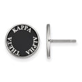 Sterling Silver Rhodium-plated LogoArt Kappa Alpha Theta Sorority Text Color Enamel Post Earrings
