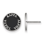 Sterling Silver Rhodium-plated LogoArt Kappa Alpha Theta Sorority Text Color Enamel Post Earrings