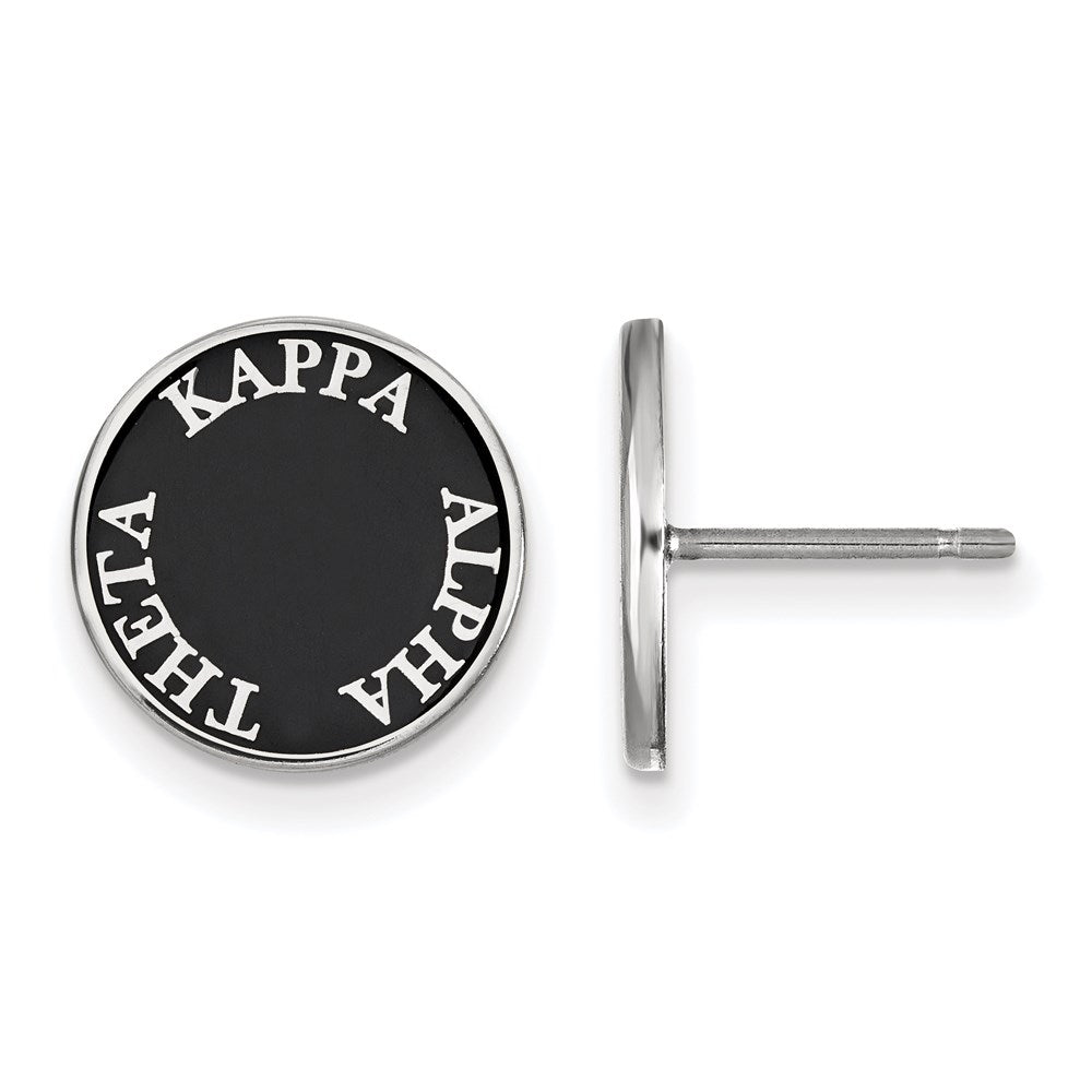 Sterling Silver Rhodium-plated LogoArt Kappa Alpha Theta Sorority Text Color Enamel Post Earrings