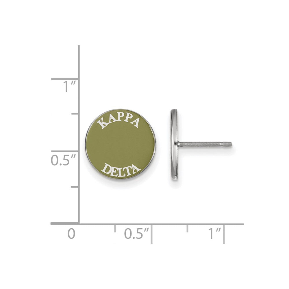 Sterling Silver Rhodium-plated LogoArt Kappa Delta Sorority Text Color Enamel Post Earrings