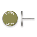 Sterling Silver Rhodium-plated LogoArt Kappa Delta Sorority Text Color Enamel Post Earrings