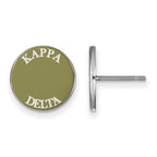 Sterling Silver Rhodium-plated LogoArt Kappa Delta Sorority Text Color Enamel Post Earrings