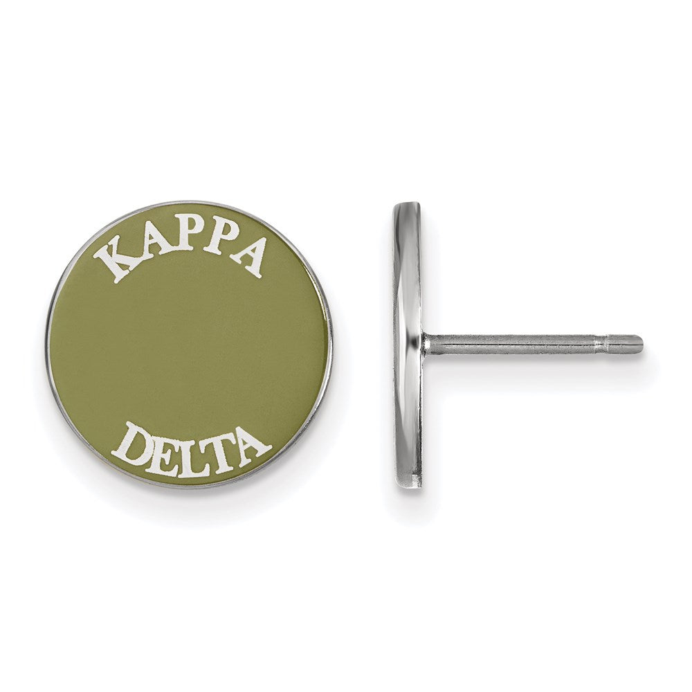 Sterling Silver Rhodium-plated LogoArt Kappa Delta Sorority Text Color Enamel Post Earrings