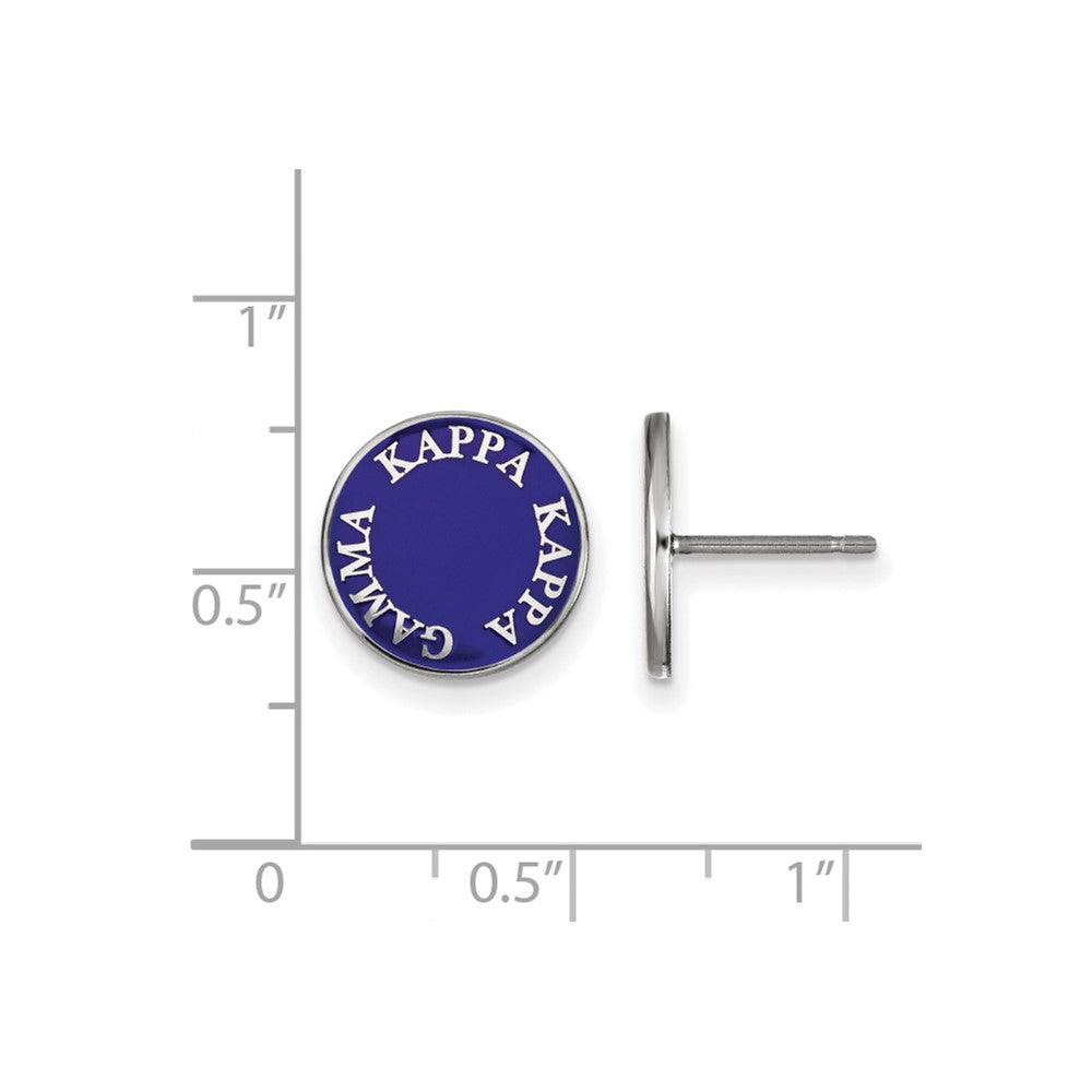 Sterling Silver Rhodium-plated LogoArt Kappa Kappa Gamma Sorority Text Color Enamel Post Earrings