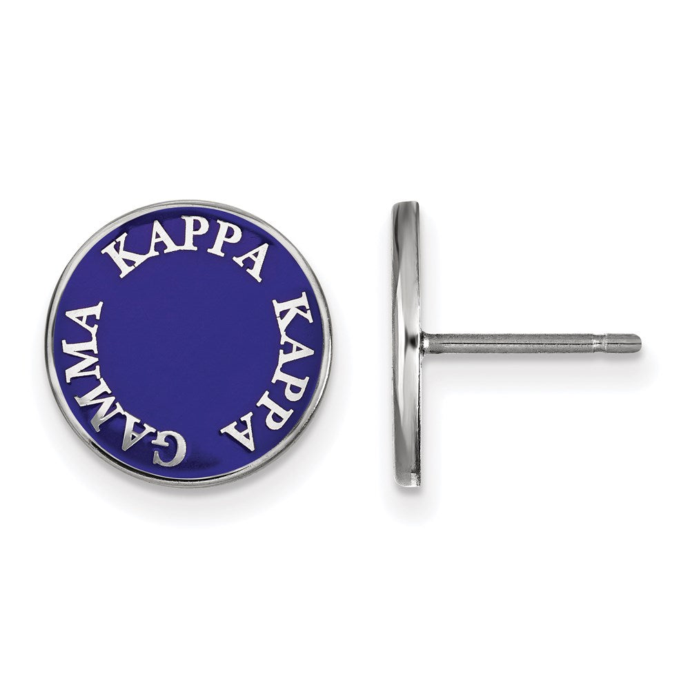 Sterling Silver Rhodium-plated LogoArt Kappa Kappa Gamma Sorority Text Color Enamel Post Earrings