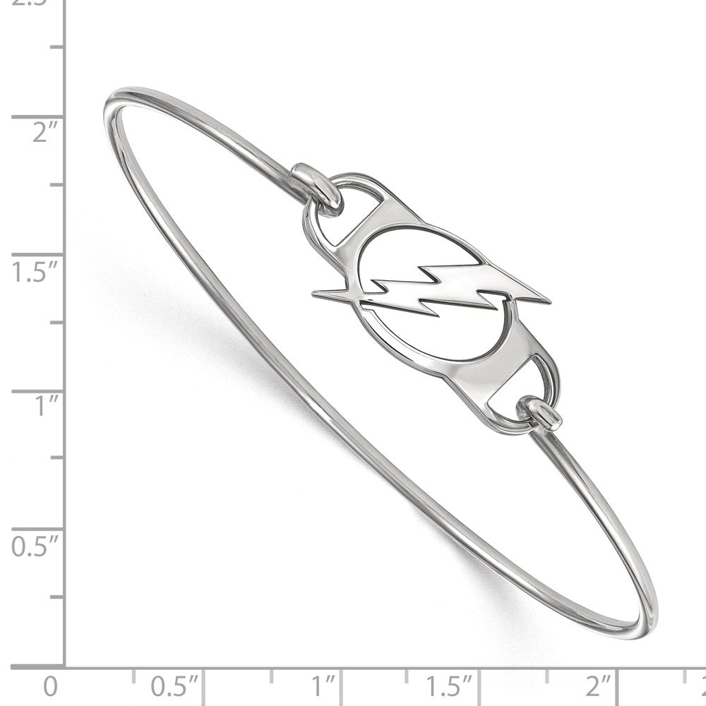 Sterling Silver Rhodium-plated NHL LogoArt Tampa Bay Lightning Small Center 7 inch Wire Bangle