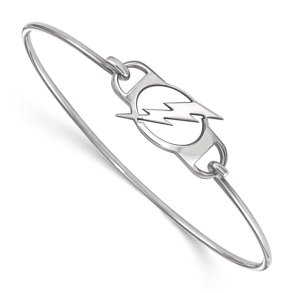 Sterling Silver Rhodium-plated NHL LogoArt Tampa Bay Lightning Small Center 7 inch Wire Bangle