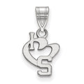 Sterling Silver Rhodium-plated LogoArt Michigan State University Small I Heart Logo Pendant