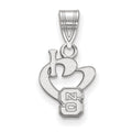 Sterling Silver Rhodium-plated LogoArt North Carolina State University Small I Heart N-C-S Pendant