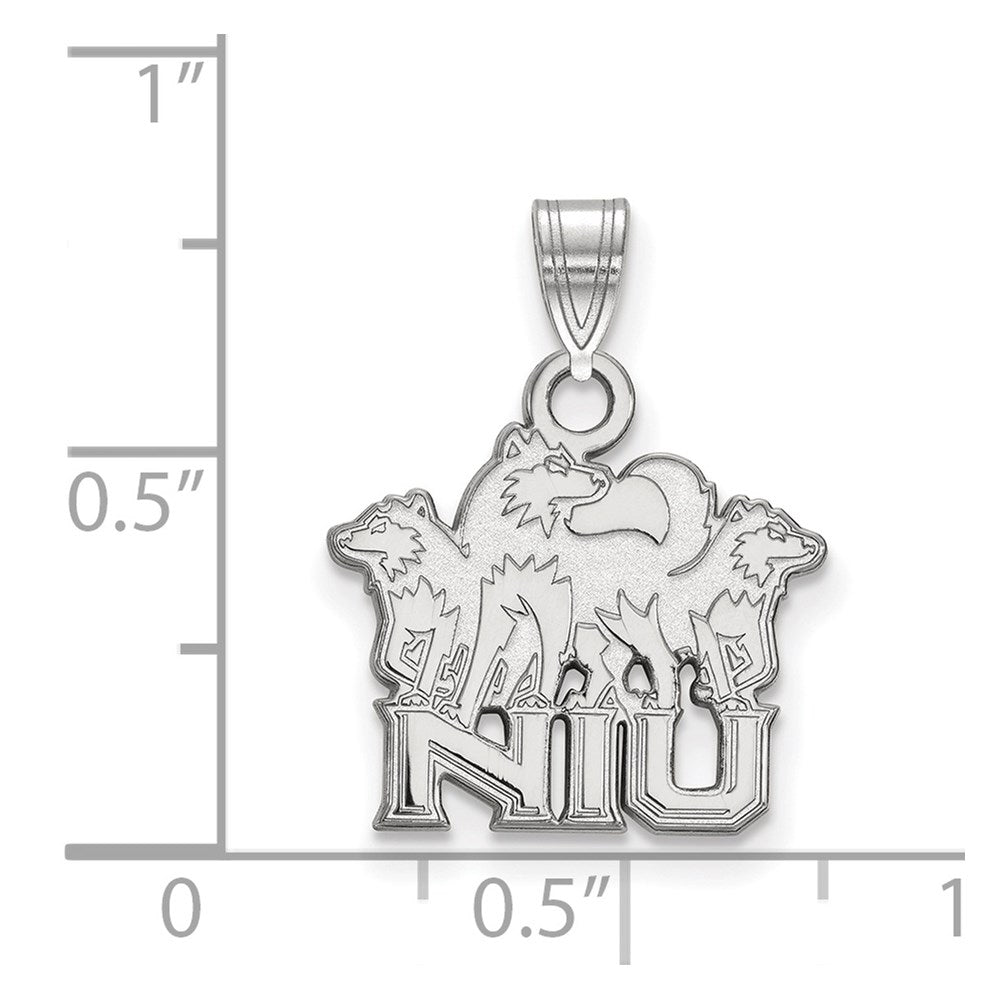 14k White Gold LogoArt Northern Illinois University N-I-U with Huskies Small Pendant