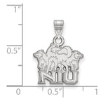 Sterling Silver Rhodium-plated LogoArt Northern Illinois University N-I-U with Huskies Small Pendant