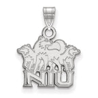 Sterling Silver Rhodium-plated LogoArt Northern Illinois University N-I-U with Huskies Small Pendant