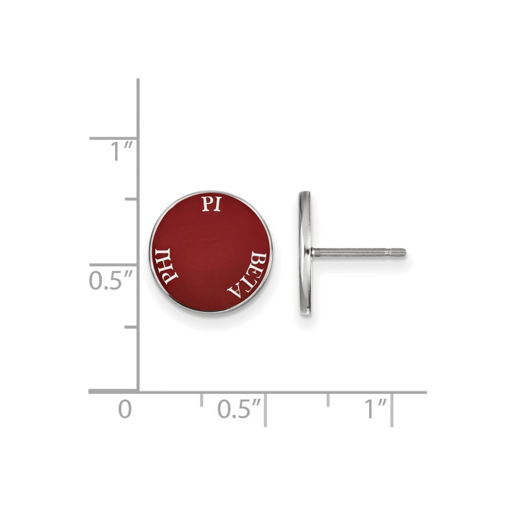 Sterling Silver Rhodium-plated LogoArt Pi Beta Phi Sorority Text Color Enamel Post Earrings