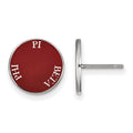 Sterling Silver Rhodium-plated LogoArt Pi Beta Phi Sorority Text Color Enamel Post Earrings