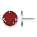 Sterling Silver Rhodium-plated LogoArt Pi Beta Phi Sorority Text Color Enamel Post Earrings