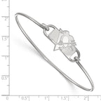 Sterling Silver Rhodium-plated NHL LogoArt Pittsburgh Penguins Small Center 7 inch Wire Bangle
