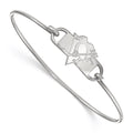 Sterling Silver Rhodium-plated NHL LogoArt Pittsburgh Penguins Small Center 7 inch Wire Bangle