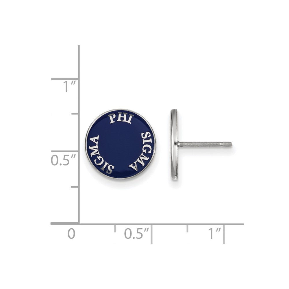 Sterling Silver Rhodium-plated LogoArt Phi Sigma Sigma Sorority Text Color Enamel Post Earrings