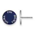 Sterling Silver Rhodium-plated LogoArt Phi Sigma Sigma Sorority Text Color Enamel Post Earrings
