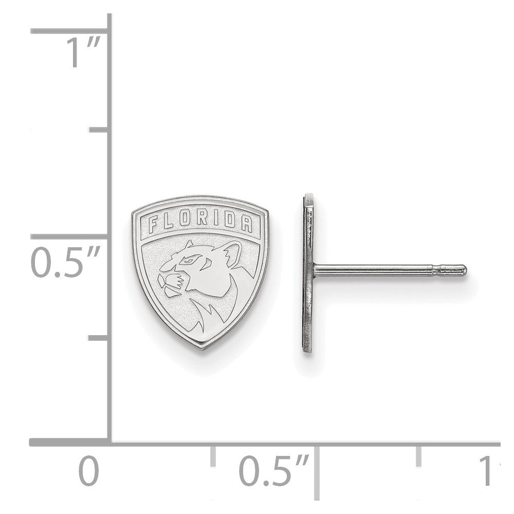 Sterling Silver Rhodium-plated NHL LogoArt Florida Panthers Extra Small Post Earrings