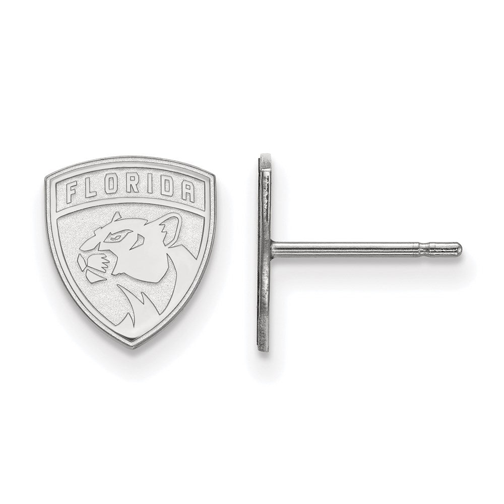 Sterling Silver Rhodium-plated NHL LogoArt Florida Panthers Extra Small Post Earrings