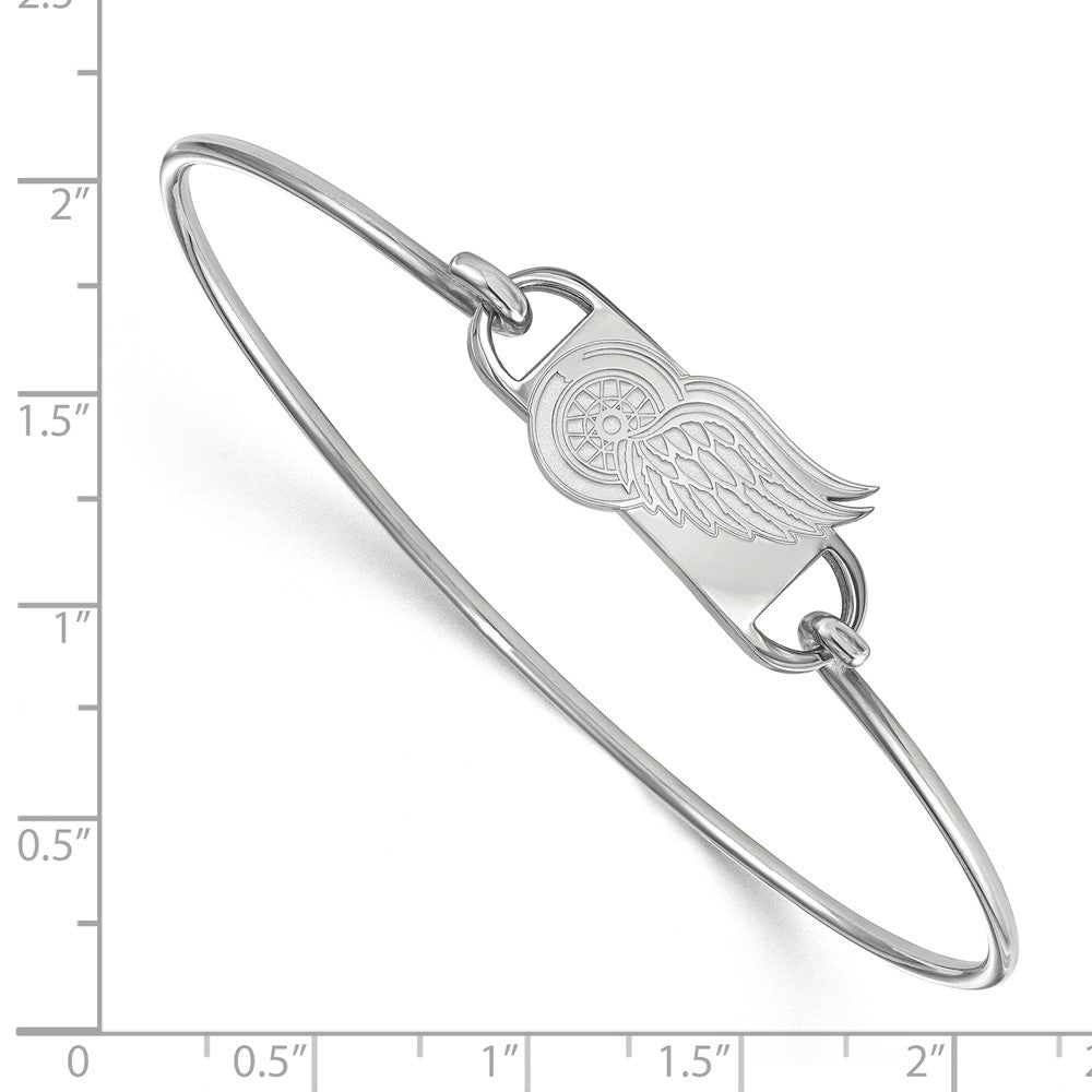 Sterling Silver Rhodium-plated NHL LogoArt Detroit Red Wings Small Center 7 inch Wire Bangle
