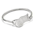Sterling Silver Rhodium-plated NHL LogoArt Detroit Red Wings Small Center 7 inch Wire Bangle
