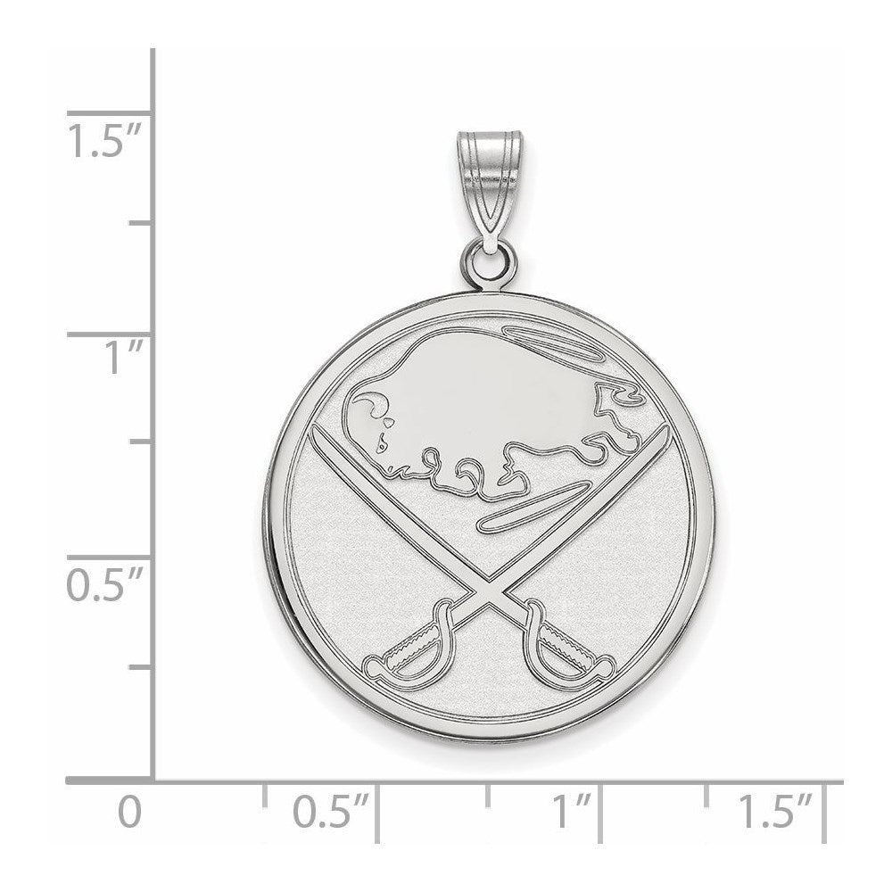 Sterling Silver Rhodium-plated NHL LogoArt Buffalo Sabres Extra Large Pendant