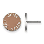 Sterling Silver Rhodium-plated LogoArt Sigma Delta Tau Sorority Text Color Enamel Post Earrings