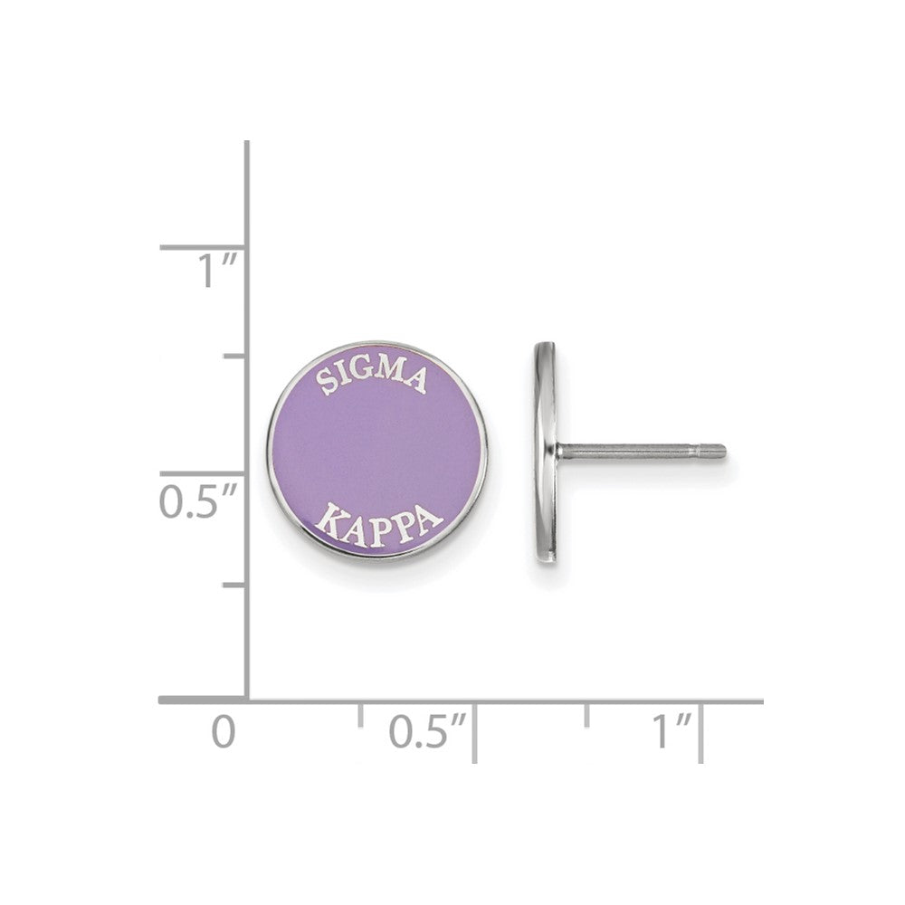 Sterling Silver Rhodium-plated LogoArt Sigma Kappa Sorority Text Color Enamel Post Earrings