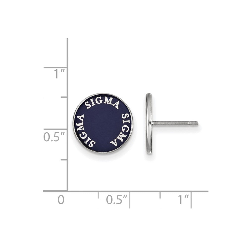 Sterling Silver Rhodium-plated LogoArt Sigma Sigma Sigma Sorority Text Color Enamel Post Earrings