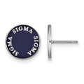 Sterling Silver Rhodium-plated LogoArt Sigma Sigma Sigma Sorority Text Color Enamel Post Earrings